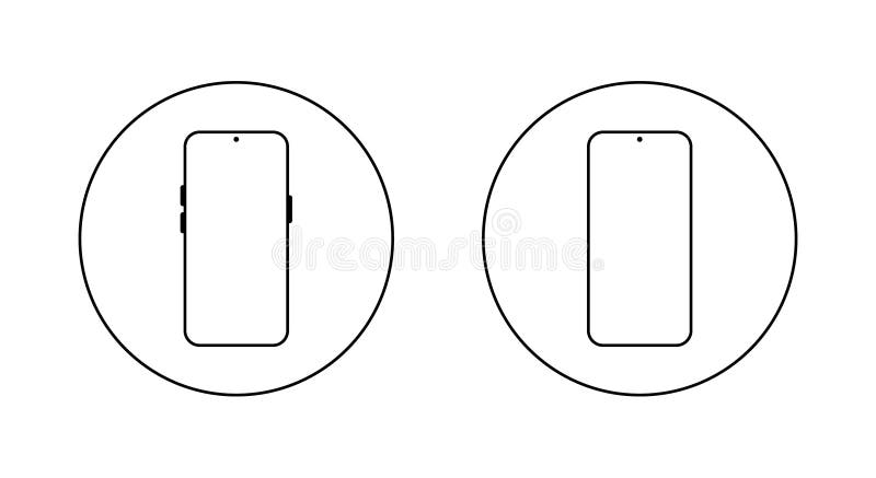 Smartphone with blank screen icon on circle line. Mobile phone sign. Cellphone symbol stock illustration