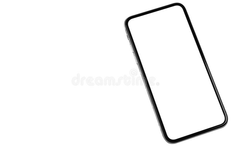Smartphone with blank screen mock up. Smartphone isolated screen. Mobile phone white screen with copy space isolated on white back royalty free stock images