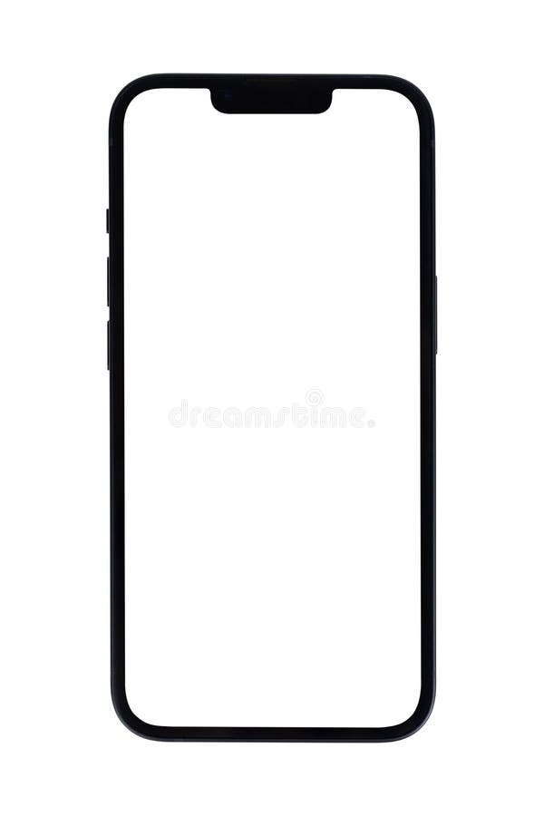 Smartphone with a Blank White Screen. New Popular Smartphone Isolated