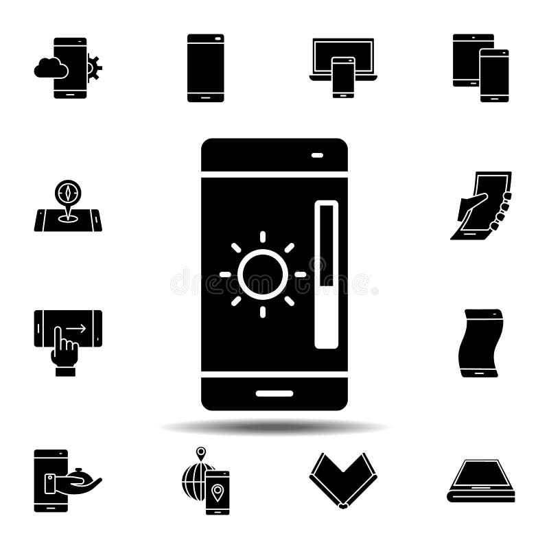 Smartphone, Brightness, Phone Icon. Simple Glyph, Flat Vector Element ...