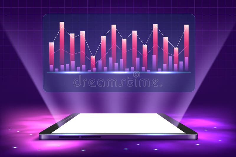 Smartphone with business graph and analytics data royalty free illustration