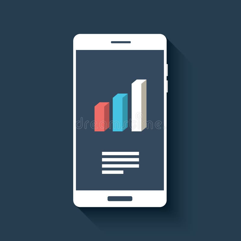 Smartphone with business graphs and charts symbol vector illustration