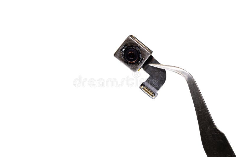 Smartphone camera part module isolated on white background royalty free stock photos