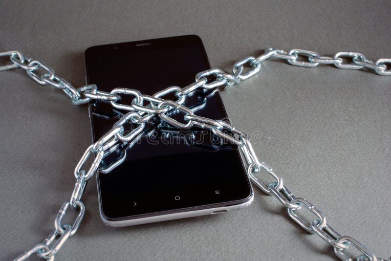 Smartphone with chain royalty free stock photography