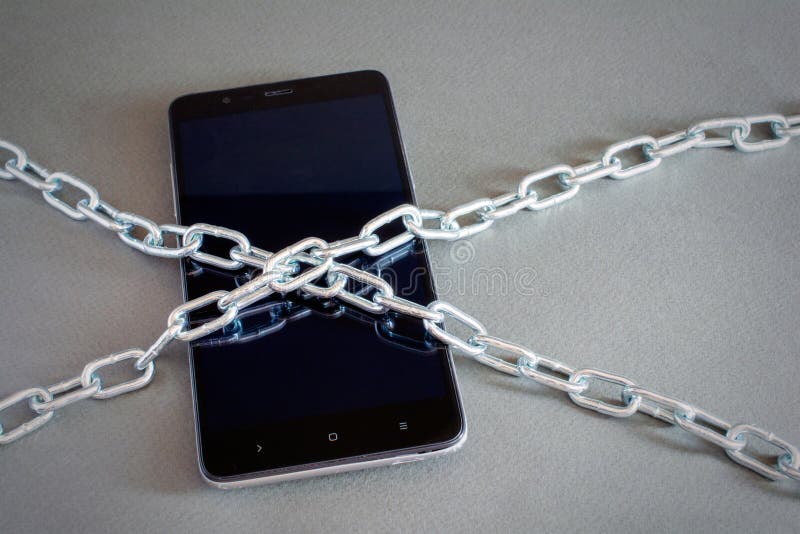 Smartphone with chain royalty free stock photos