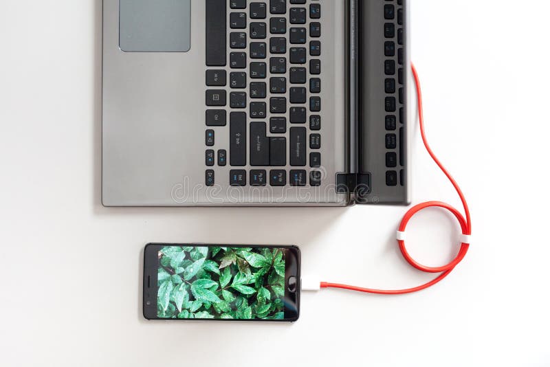 Smartphone Charging from Laptop Computer Stock Image Image of closeup