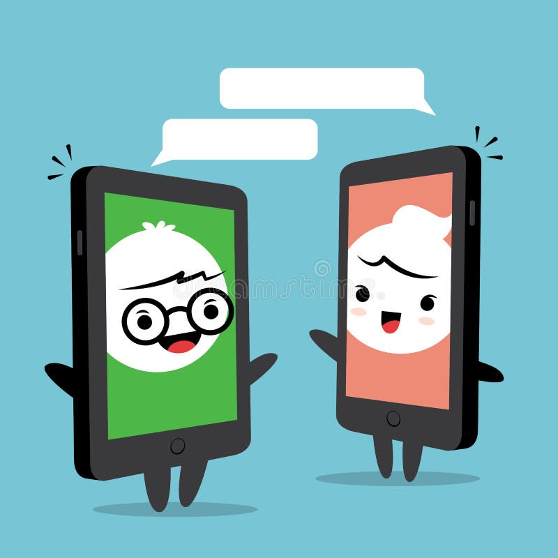 Smartphone Chat Cartoon stock illustration Smartphone Chat Cartoon stock illustration