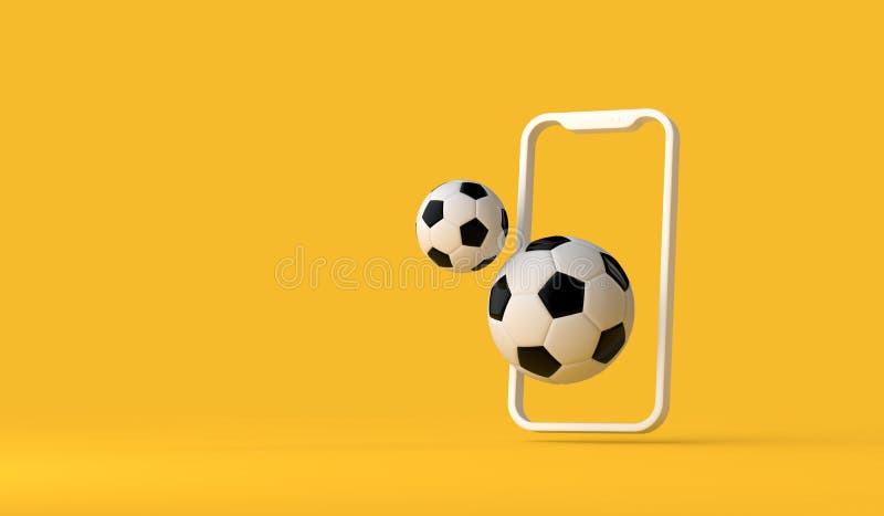 Jogo de futebol ao vivo em smartphone 3d com jogadores de futebol