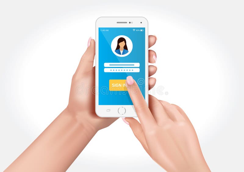 Smartphone com a opção a entrar à aplicação ilustração stock Smartphone com a opção a entrar à aplicação ilustração stock