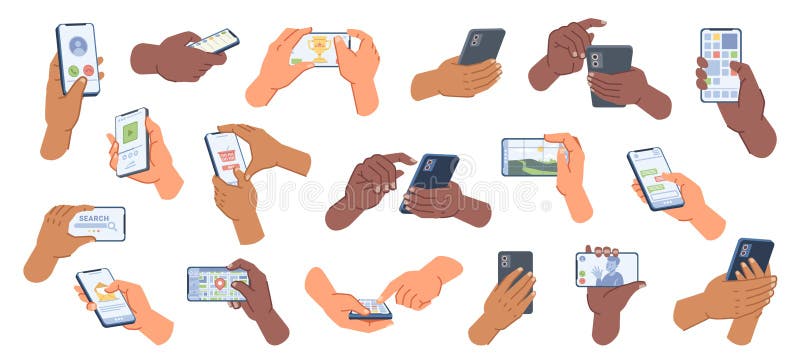 Smartphone con funzione manuale con applicazioni impostate royalty illustrazione gratis
