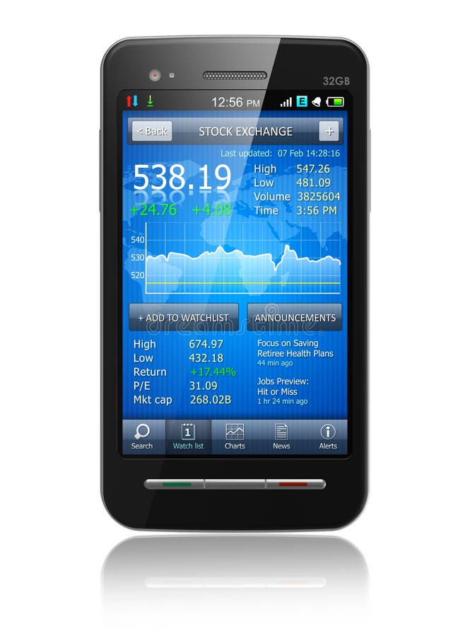 Smartphone con l'applicazione del mercato azionario