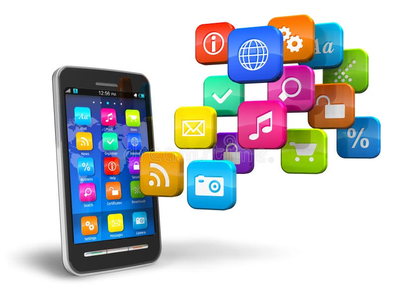 Smartphone con la nube delle icone di applicazione royalty illustrazione gratis Smartphone con la nube delle icone di applicazione royalty illustrazione gratis