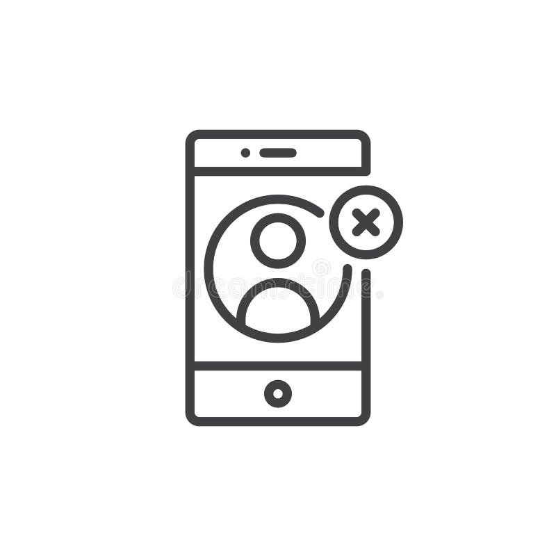 Smartphone with contact remove on display line icon royalty free illustration