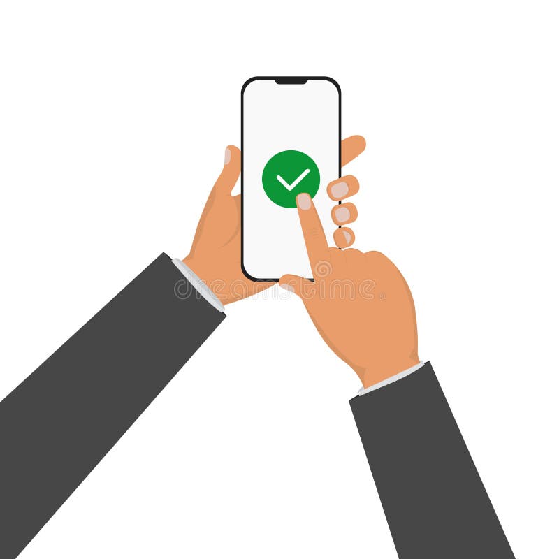 Smartphone de la tenencia de la mano del hombre de negocios y tacto del finger libre illustration Smartphone de la tenencia de la mano del hombre de negocios y tacto del finger libre illustration