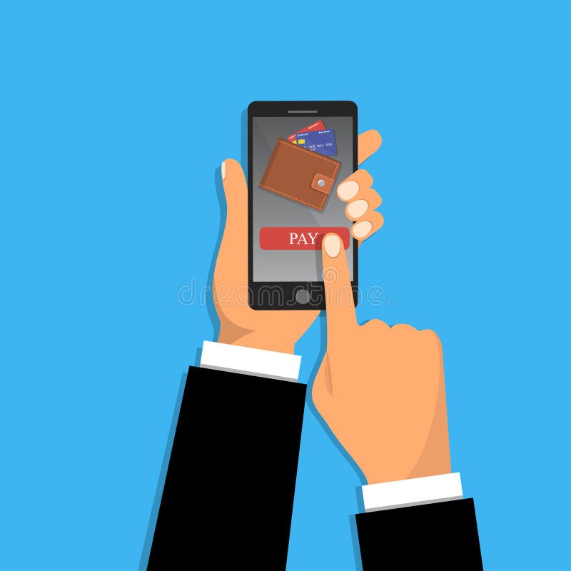 Smartphone della tenuta della mano, touch screen del dito illustrazione di stock Smartphone della tenuta della mano, touch screen del dito illustrazione di stock