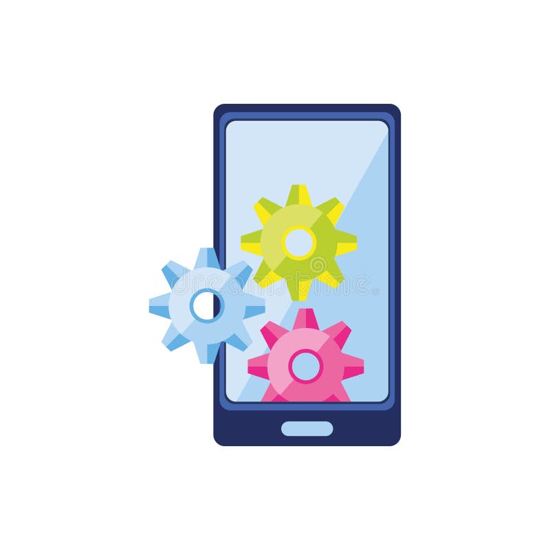 Smartphone device with configuration icon royalty free illustration
