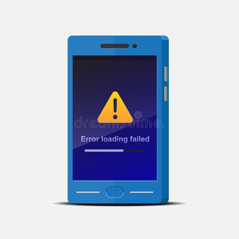 Smartphone Display Error Loading Failed on Screen Isolated on White