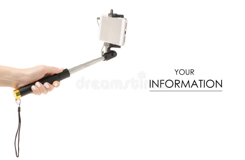 Smartphone e modello disponibile del bastone del selfie fotografia stock Smartphone e modello disponibile del bastone del selfie fotografia stock