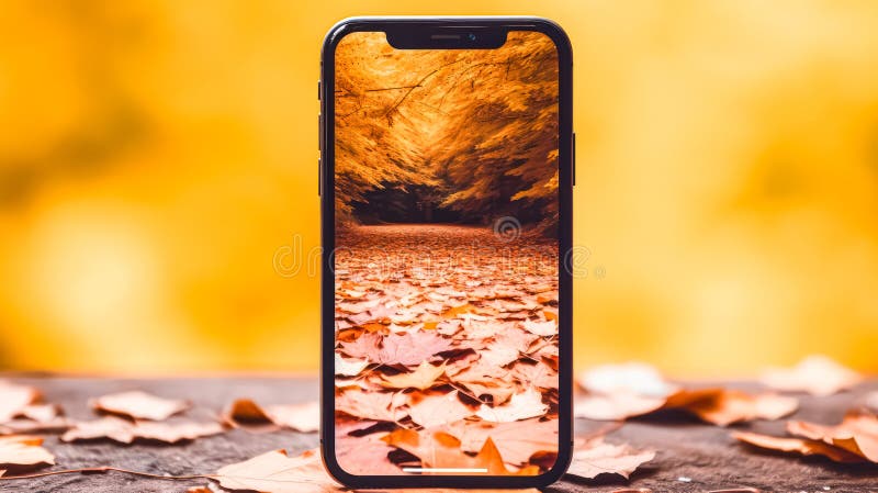 A Smartphone Featuring a Beautiful Screen Saver Stock Photo - Image of