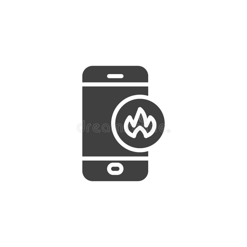 Smartphone with Fire Flame Vector Icon Stock Vector Illustration of
