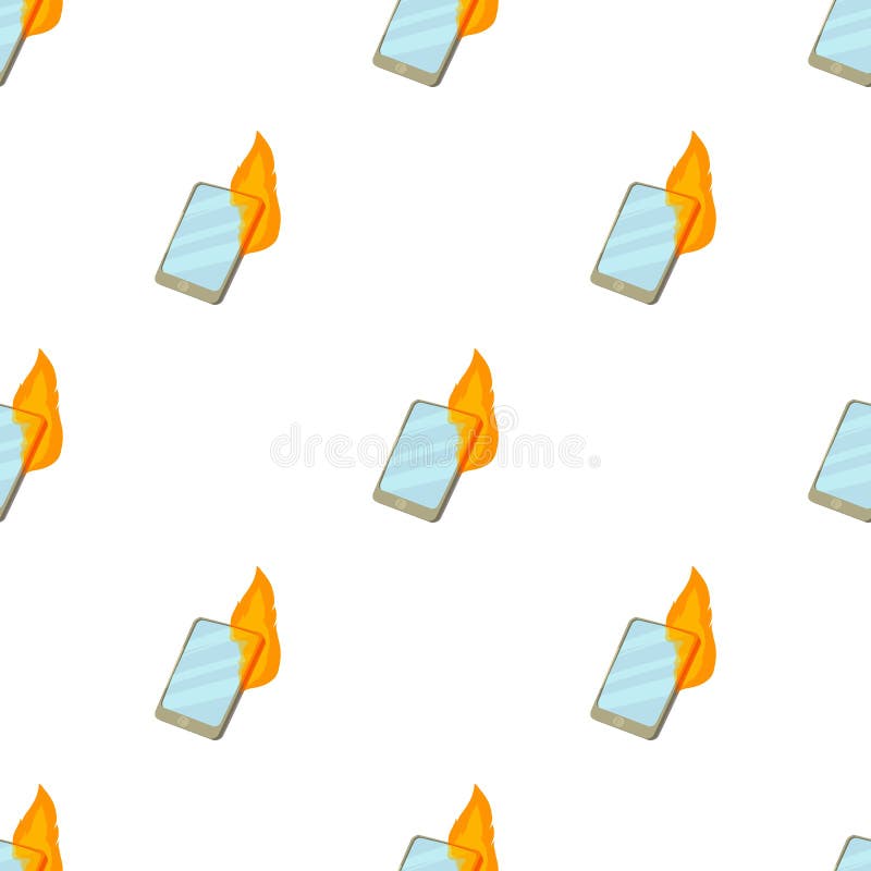 Smartphone on Fire Pattern Seamless Vector Stock Vector Illustration