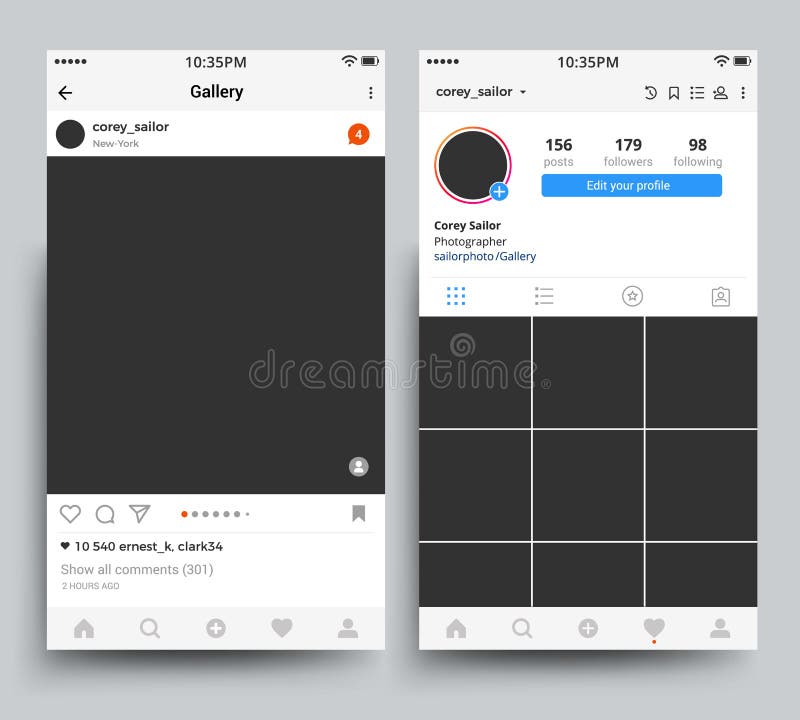 Smartphone-Fotorahmenanzeige der beweglichen Anwendung spornte durch instagram Vektorschablone an