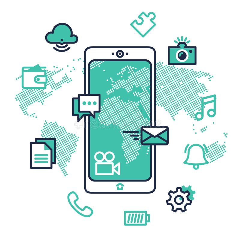 Download Smartphone icon set stock vector. Illustration of digital ...