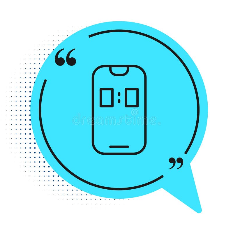 Smartphone-Interfacesymbol der Black Line-Wecker-App auf weißem Hintergrund isoliert. Blaue Sprechblase-Symbol. Vector stock abbildung