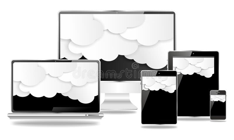 Marque o PC, mini PC da tabuleta, smartphone, portátil, computador ilustração stock Marque o PC, mini PC da tabuleta, smartphone, portátil, computador ilustração stock