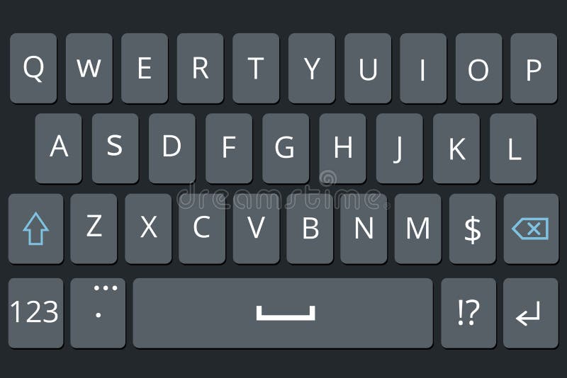 Smartphone keyboard, mobile phone keypad vector mockup