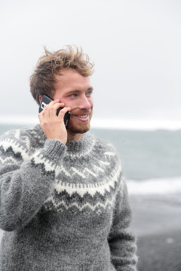 Handsome Man in Icelandic Sweater Outdoor Stock Photo - Image of ...