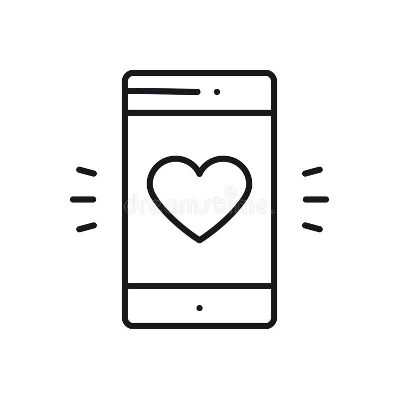 Smartphone med hjärtaemojimeddelandet på skärmlinjen symbol Förälskelsebikt gillar tecknet och symbol Förälskelseförhållandeferie vektor illustrationer
