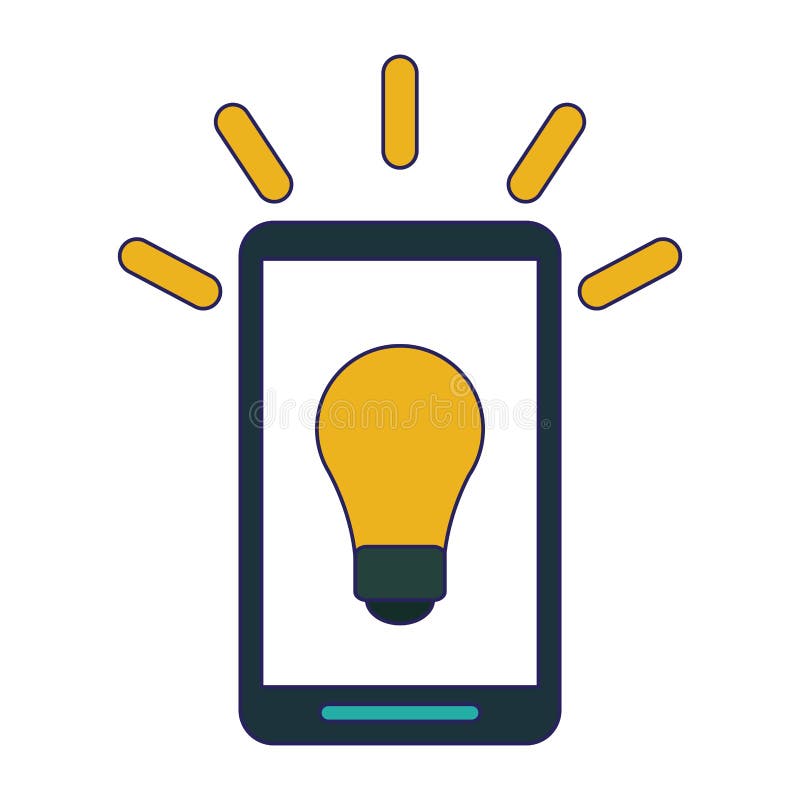 Smartphone met groot ideesymbool stock illustratie