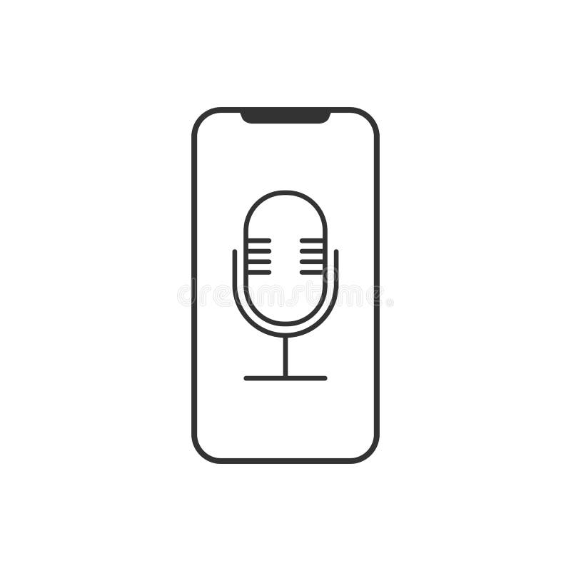 Smartphone, Mikrofon, Sprachaufzeichnungsanlageikone Vektorillustration, flaches Design lizenzfreie abbildung Smartphone, Mikrofon, Sprachaufzeichnungsanlageikone Vektorillustration, flaches Design lizenzfreie abbildung