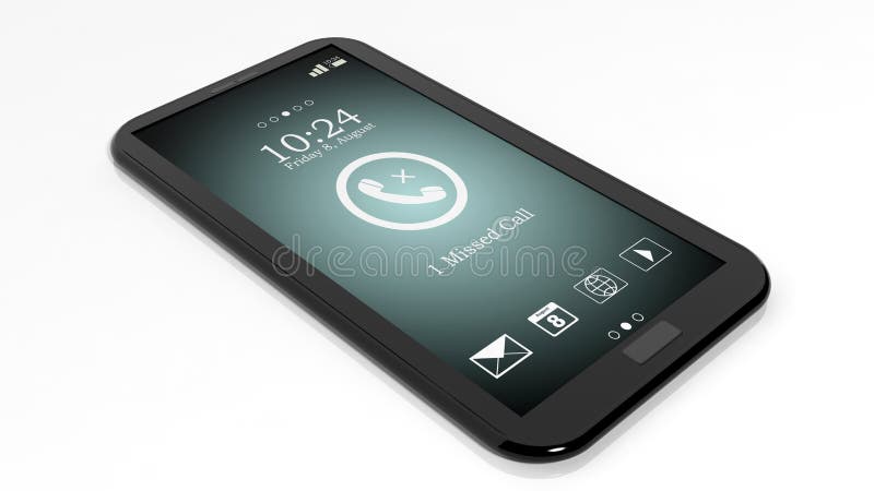 Smartphone with missed call stock illustration