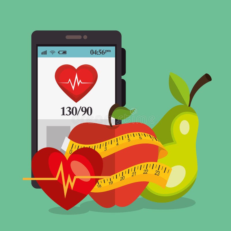 Smartphone with healthy lifestyle icons vector illustration design. Smartphone with healthy lifestyle icons vector illustration design