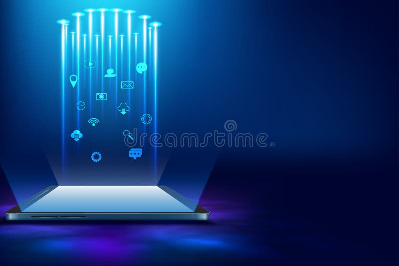 Smartphone mobile screen with technology mobile display light stock illustration