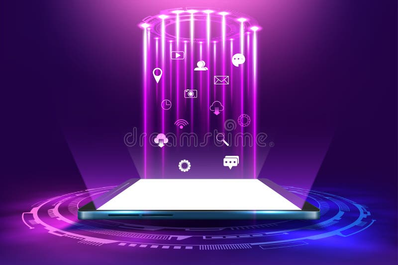 Smartphone mobile screen with technology mobile display light royalty free illustration