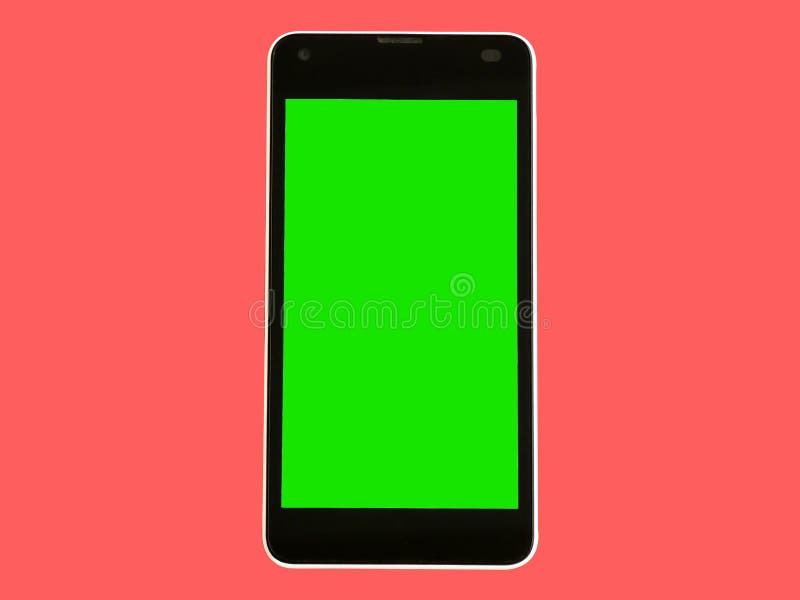 Smartphone Mobile White, Green Screen, Isolated