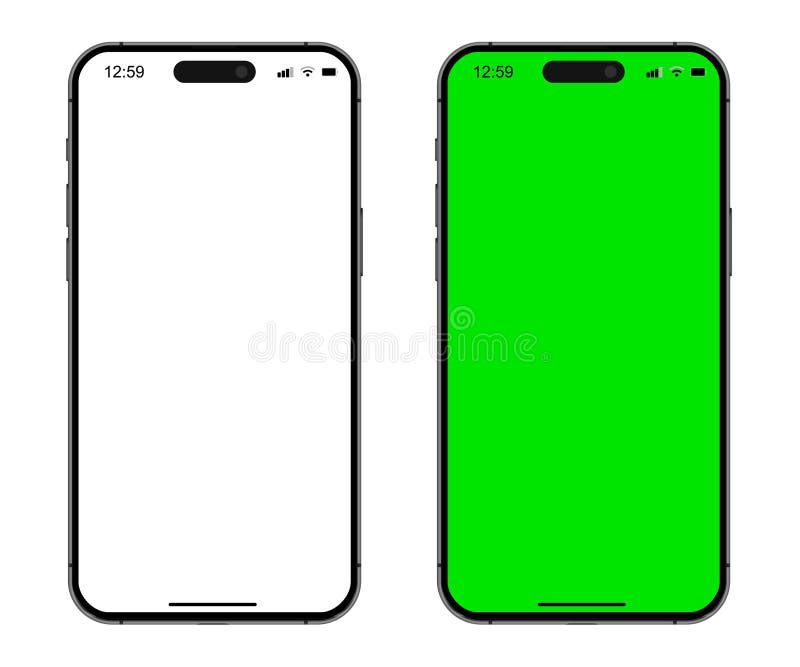 Smartphone-mockup med vit tom och grön pekskärm. detaljerad mobilmodell för smartphone-modell stock illustrationer