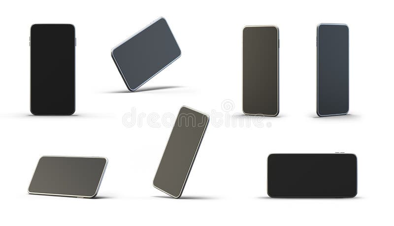 Smartphone mockup telefon komórkowy odizolowany na białym tle abstrakcyjny model różne widoki 3d renderowanie ilustracja royalty ilustracja
