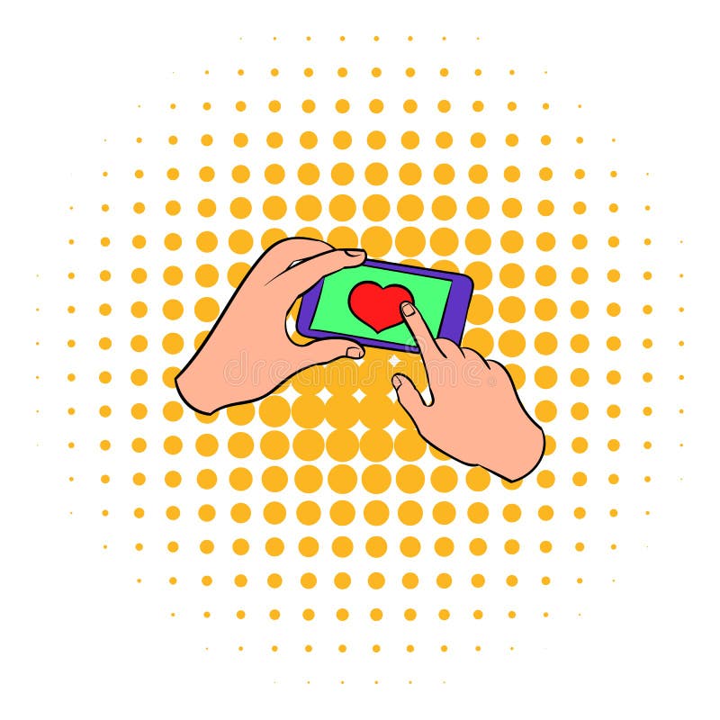 Smartphone nas mãos com coração no ícone da tela ilustração do vetor Smartphone nas mãos com coração no ícone da tela ilustração do vetor