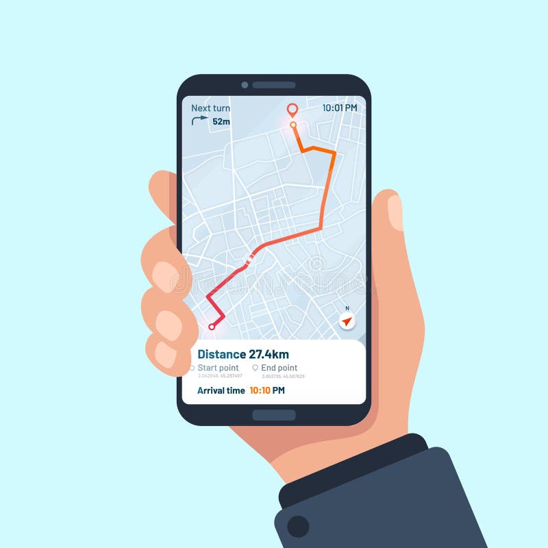 Smartphone Navigation App. Vector Gps Mobile Application Stock - Illustration of mobile, screen: 189427055