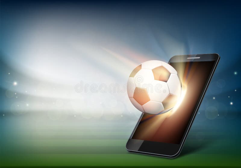 Vetores de Smartphone Com Campo De Futebol E Bola De Futebol