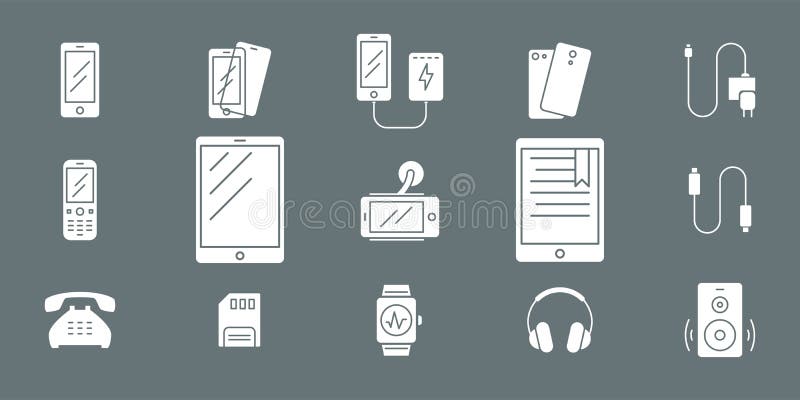 Smartphone och tillbehörsymboler 02 royaltyfri illustrationer Smartphone och tillbehörsymboler 02 royaltyfri illustrationer