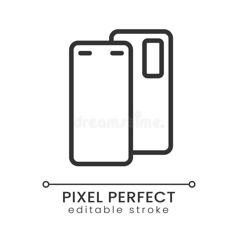 Smartphone pixel perfect linear icon stock illustration