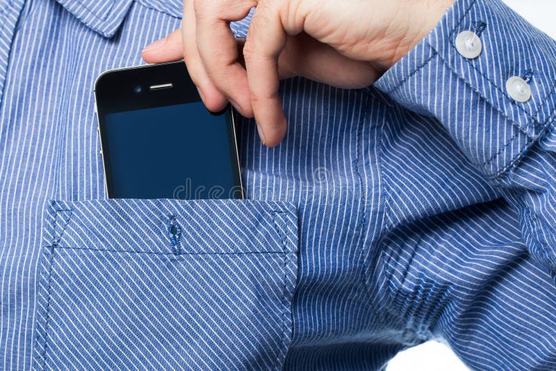 Smartphone in a Pocket of Shirt Stock Image Image of businessperson
