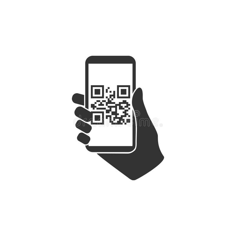 Smartphone, QR code icon. Vector illustration, flat design stock illustration