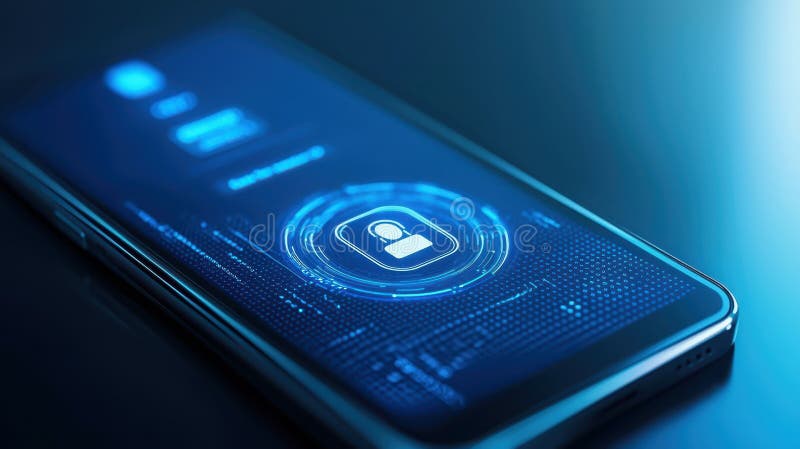 Smartphone security, locked phone screen emphasizing mobile data protection, privacy, and access control stock illustration