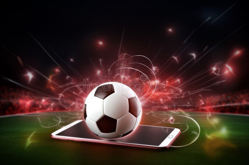 Smartphone Soccer Ball Game. Generate Ai Stock Illustration